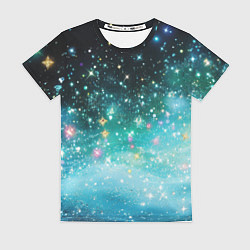 Женская футболка Бирюзовые блестки фон