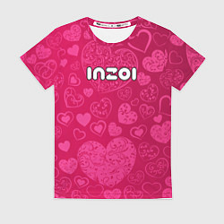 Футболка женская Inzoi лого на розовых сердечках, цвет: 3D-принт