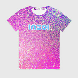 Футболка женская Inzoi лого и розовые блестки, цвет: 3D-принт