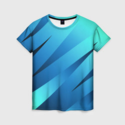 Футболка женская Сине-голубой абстрактные полосы, цвет: 3D-принт