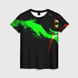 Футболка женская Color black green red, цвет: 3D-принт