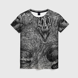 Футболка женская Черепа динозавров - эскиз, цвет: 3D-принт