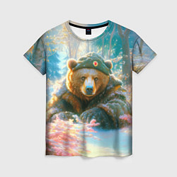 Футболка женская Русский медведь военный в лесу, цвет: 3D-принт