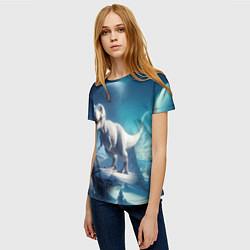 Футболка женская Снежный динозавр - история вымирания, цвет: 3D-принт — фото 2