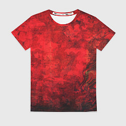 Женская футболка Абстракция - red shabby wall