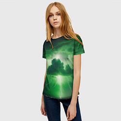 Футболка женская Зелёный гром, цвет: 3D-принт — фото 2