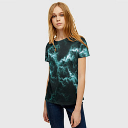 Футболка женская Lightning light blue line, цвет: 3D-принт — фото 2