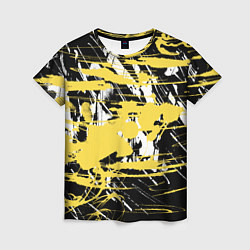 Женская футболка Желтая краска на черном