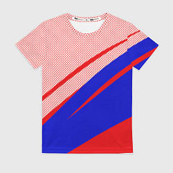 Женская футболка Красно-синий текстурный с полосами