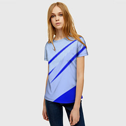 Футболка женская Светло-синий текстура с полосой, цвет: 3D-принт — фото 2