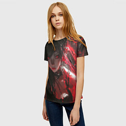 Футболка женская Брюнетка в красной краске, цвет: 3D-принт — фото 2