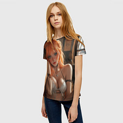 Футболка женская Скромная рыжая девушка на диване, цвет: 3D-принт — фото 2