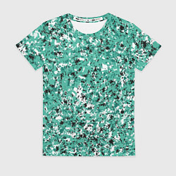 Футболка женская Бирюзовый с чёрно-белыми пятнами, цвет: 3D-принт