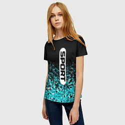 Футболка женская Sport чёрно-голубой пятнистый, цвет: 3D-принт — фото 2
