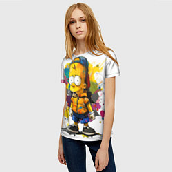 Футболка женская Рисунок красками Барт Симпсон, цвет: 3D-принт — фото 2
