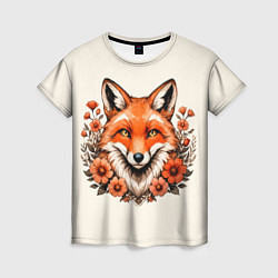 Футболка женская Japanese fox in flowers, цвет: 3D-принт