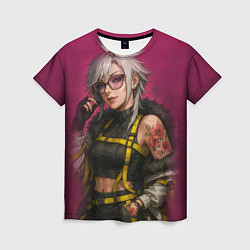 Женская футболка Девушка с татуировкой в очках