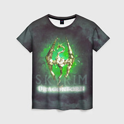 Женская футболка Skyrim gold logo Dragonborn