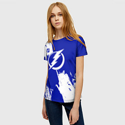 Футболка женская Тампа Бэй Лайтнинг - синяя краска, цвет: 3D-принт — фото 2