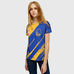 Футболка женская Голден Стэйт Уорриорз - желто синие, цвет: 3D-принт — фото 2