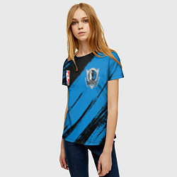 Футболка женская Даллас Маверикс - черно синий, цвет: 3D-принт — фото 2
