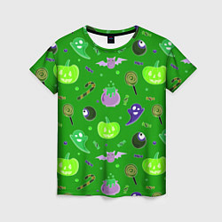 Женская футболка Halloween green