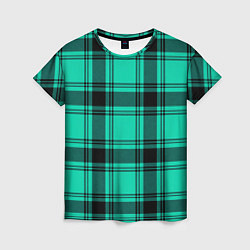 Футболка женская Checkered turquoise, цвет: 3D-принт
