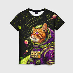 Футболка женская Кислотный кот в космосе, цвет: 3D-принт