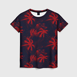 Футболка женская Palm black red, цвет: 3D-принт