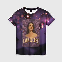 Футболка женская Lana Del Rey в фиолетовых облаках, цвет: 3D-принт