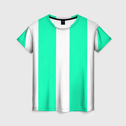 Футболка женская Color turquoise white line, цвет: 3D-принт