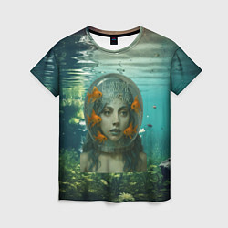Женская футболка Леди Гага под водой в аквариуме