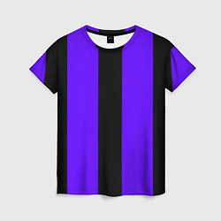 Женская футболка Color purple black stripes