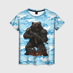 Футболка женская ВМФ злой медведь с автоматом, цвет: 3D-принт