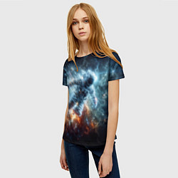 Футболка женская Космонавт парит в космосе среди звезд, цвет: 3D-принт — фото 2