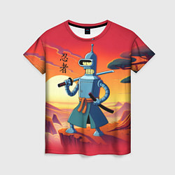 Женская футболка Бендер ниндзя в Японском пейзаже