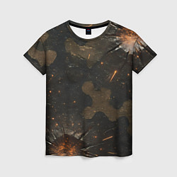 Футболка женская Камуфляж со следами от пуль, цвет: 3D-принт
