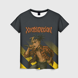 Женская футболка XXXTentacion с микрофоном в аниме стиле