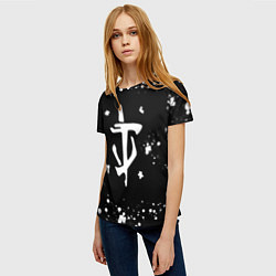 Футболка женская Doom брызги белых красок, цвет: 3D-принт — фото 2