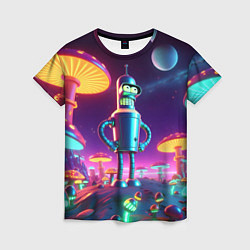 Футболка женская Ночёвка Бендера на планете светящихся гигантских г, цвет: 3D-принт