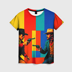 Футболка женская Перестрелка ковбоев поп-арт, цвет: 3D-принт