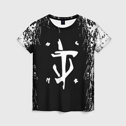 Женская футболка Doom краска белая текстура