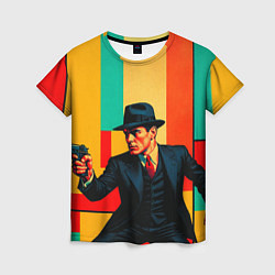 Женская футболка Мужчина с пистолетом поп-арт