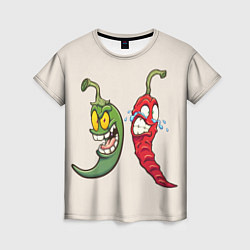 Футболка женская Мультяшные чили перцы безумные, цвет: 3D-принт