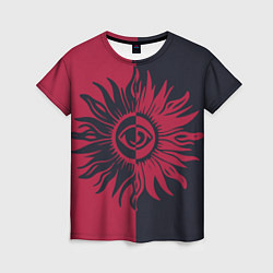 Футболка женская Солнце красно-синее, цвет: 3D-принт