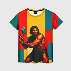 Женская футболка Неандерталец поп-арт