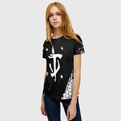 Футболка женская Doom соты краски, цвет: 3D-принт — фото 2