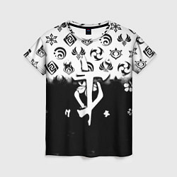 Футболка женская Doom черно белые аниме, цвет: 3D-принт