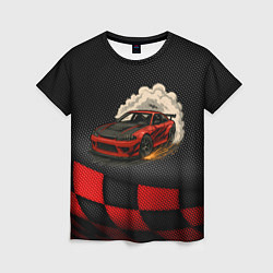 Женская футболка Дрифт авто с облаком дыма