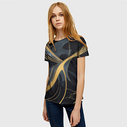 Футболка женская Мраморный узор с золотыми полосками, цвет: 3D-принт — фото 2